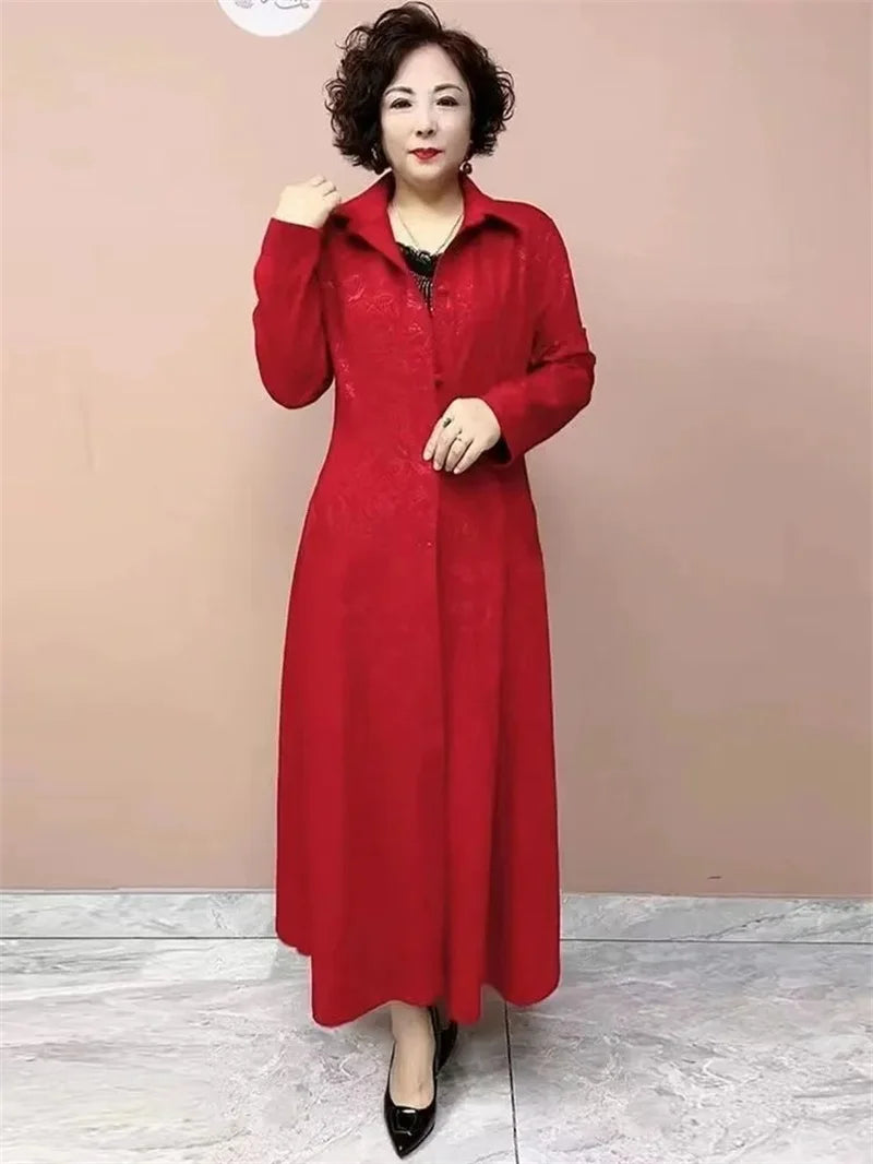 High End Women's Windbreaker New Spring Aumnu Oversized Women's Clothing Slimming Long Trench Jacket Fashion Mom's Outerwear 6XL