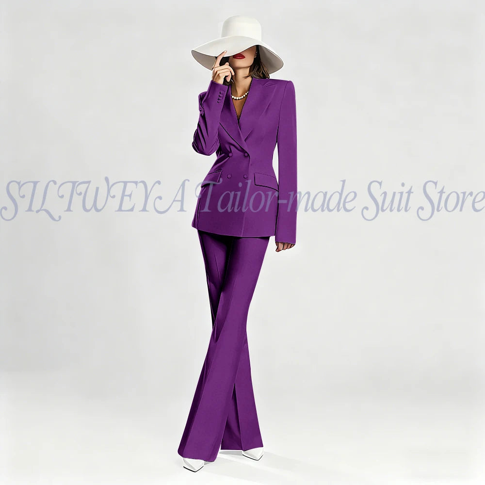 Slim Fit Double Breasted Blazer Suit Set for Women