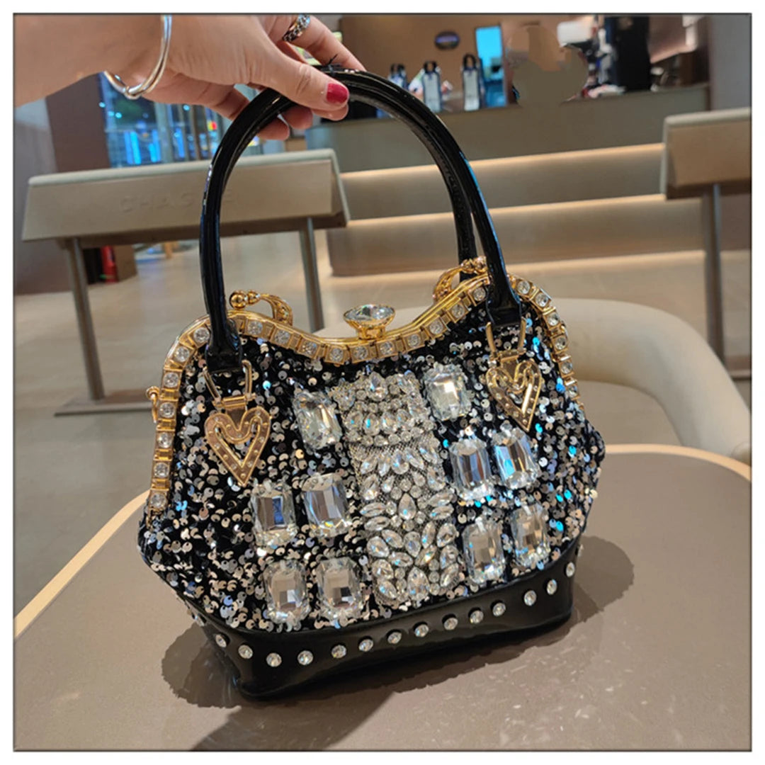 Crystal Sequin One Shoulder Crossbody Handbag for Women