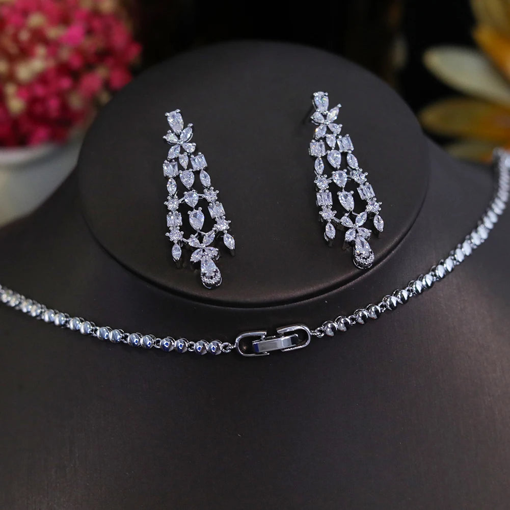 Elegant Water Drop Shape Crystal Jewelry Set For Women