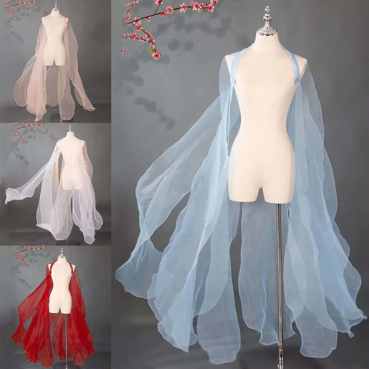 Elegant Fairy Tulle Hanfu Shawl Cape Costume for Women