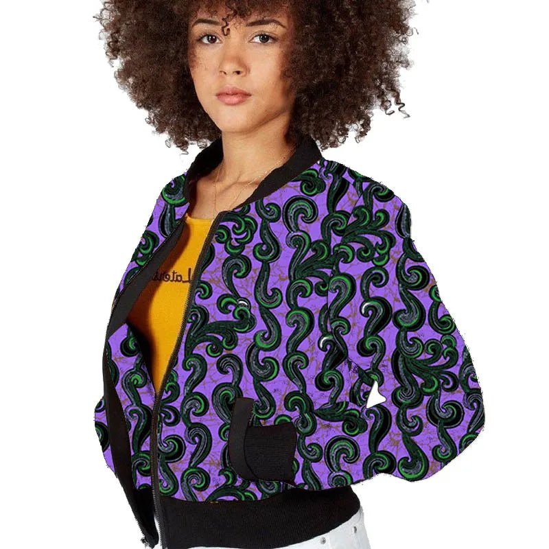 Elegant African Print Tailored Flight Jacket for Women