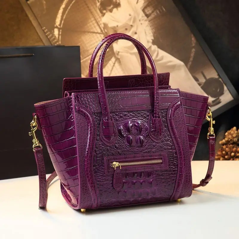 Crocodile Embossed Leather Crossbody Bag for Women