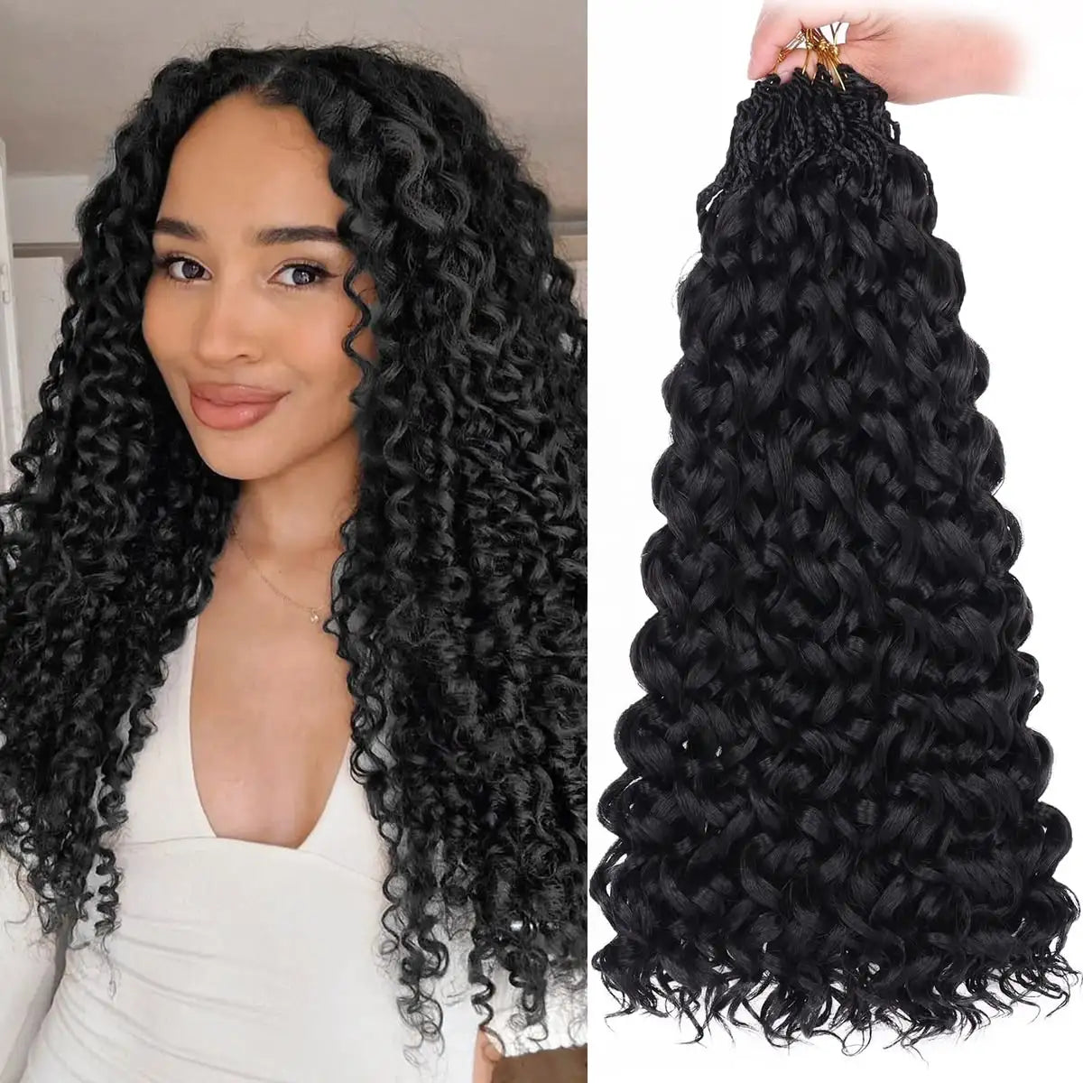 Boho Deep Wave Human Hair Crochet Braids