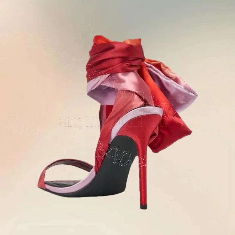 Gradient Silk Open Toe Twine Lace-Up Sandals for Women