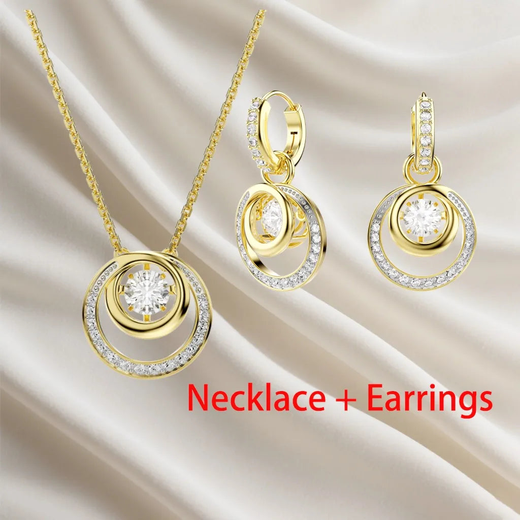 Sparkling Inlaid Pearl Pendant Jewelry Set for Women