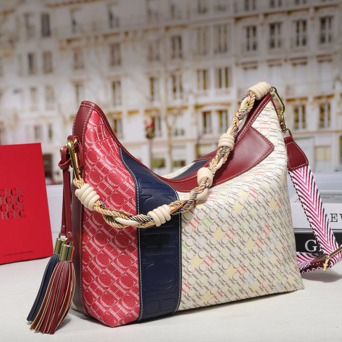 Textured Letter Print Tote And Crossbody Bag for Women