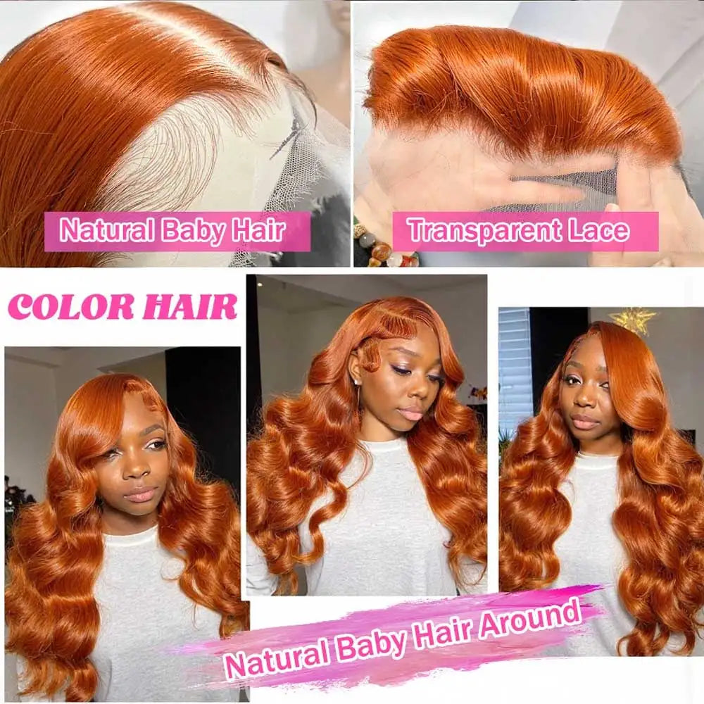 Ginger Orange Body Wave Human Hair Wig