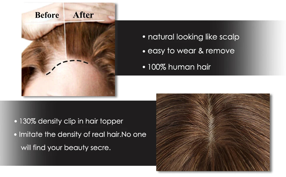 Straight Blonde Highlight Remy Human Hair Topper For Women