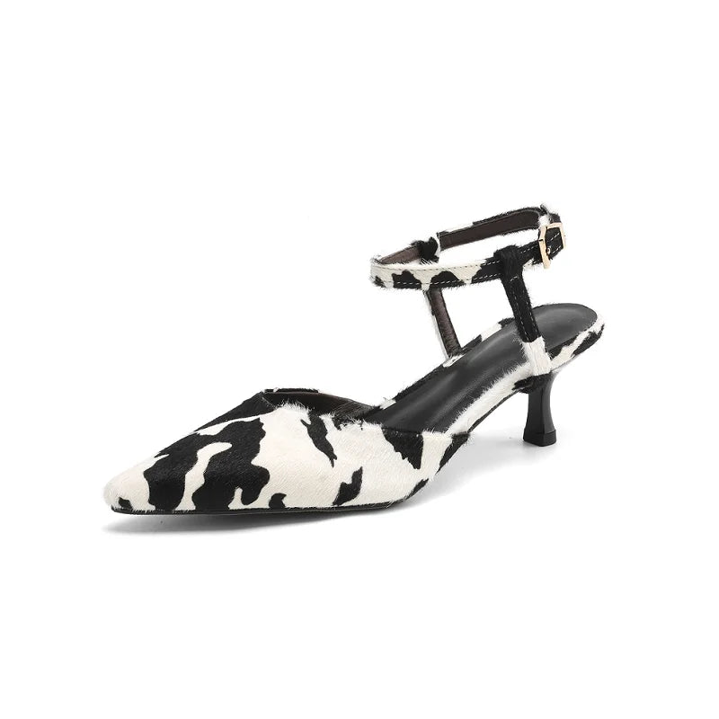 Genuine Leather Horsehair Detail Sandals for Women