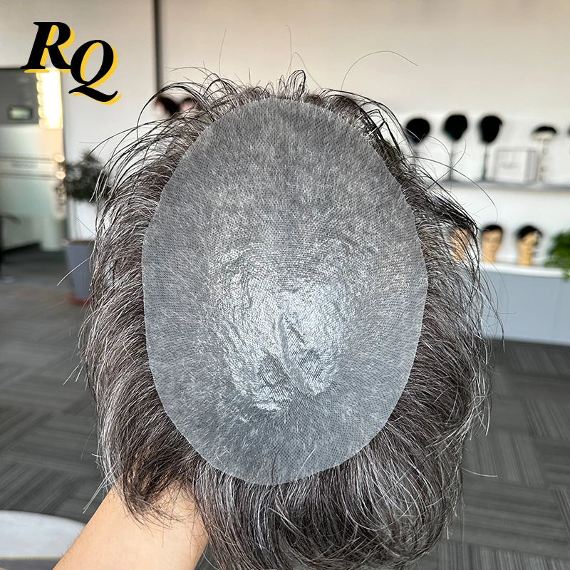 Pre Styled Thin Skin Curly Human Hair Toupee For Men