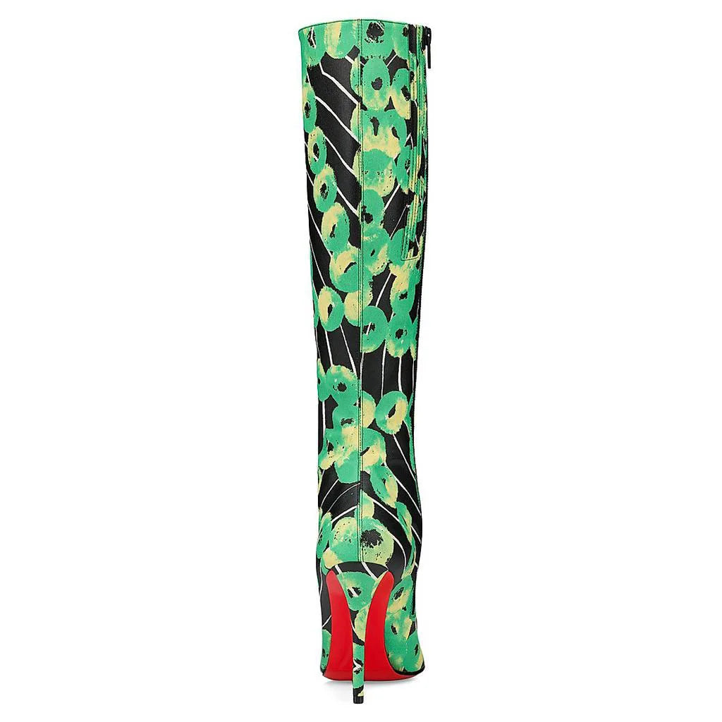 Leopard Print Knee High Boots With Zipper for Women