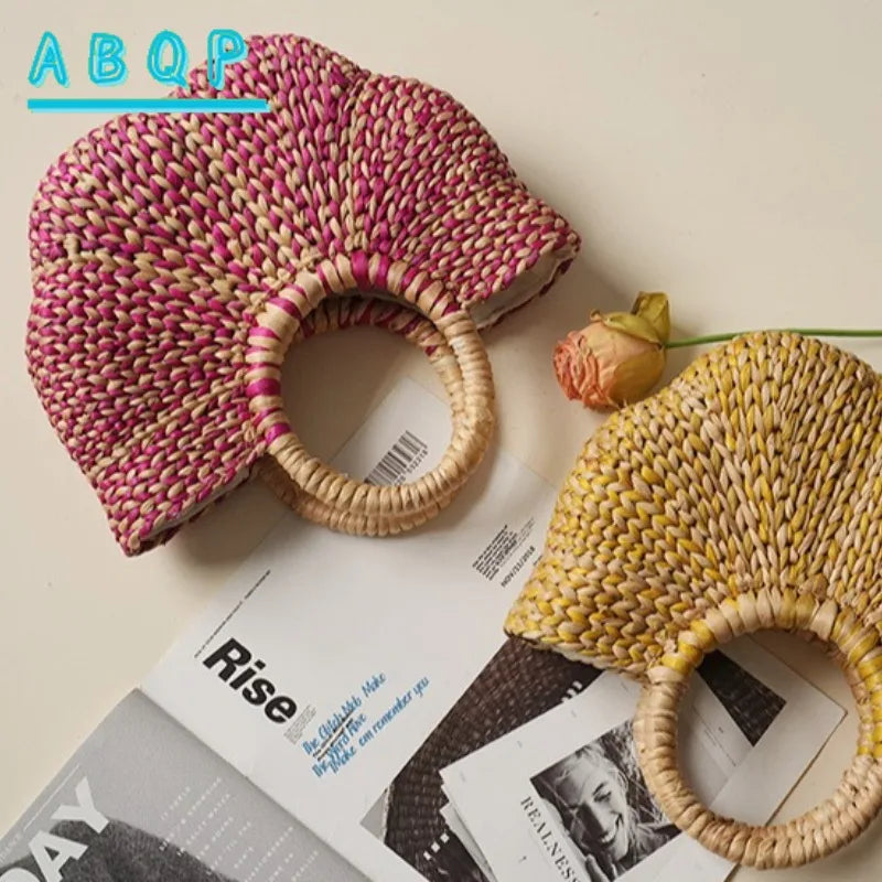 New Straw Woven Women's Bag Hand-woven Straw Women's Handbag Luxury Brand Personalized Fashionable Straw Beach Bag High Quality