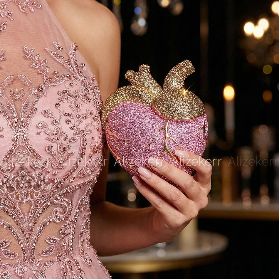 Gorgeous Rhinestone Heart Shaped Evening Bag for Women
