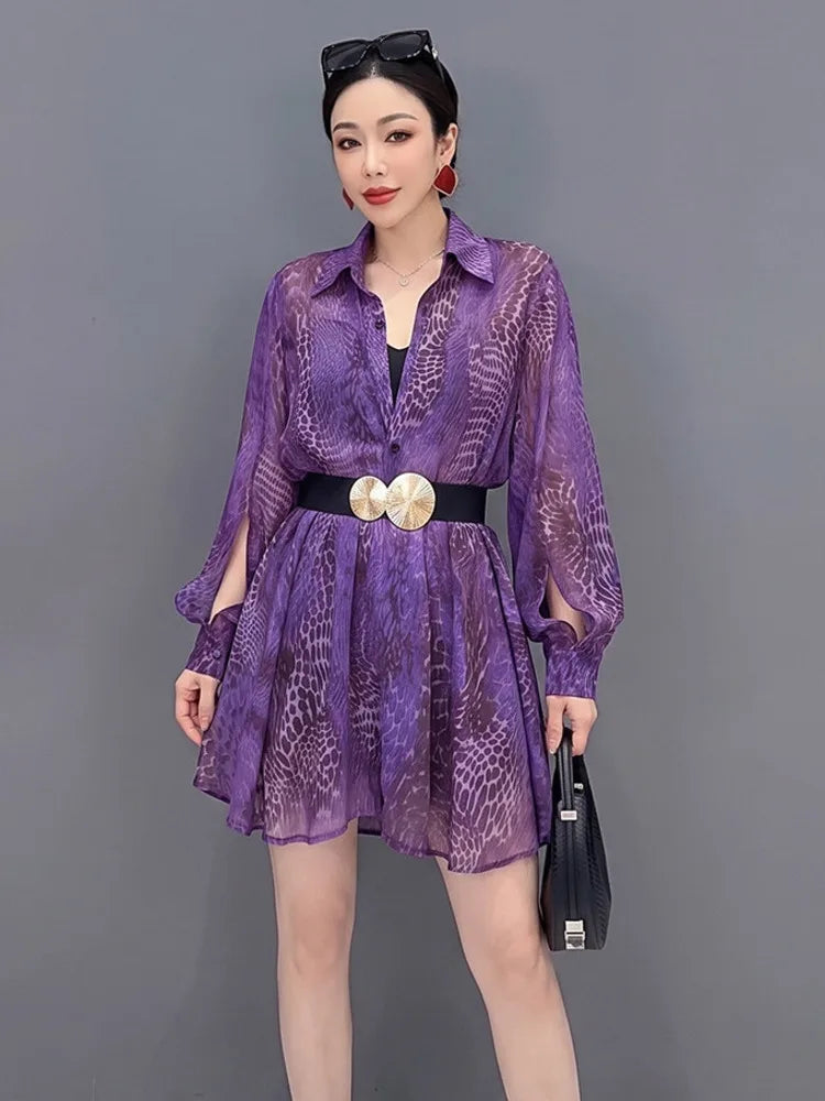 Long Sleeve Shirt And Mini Skirt Set