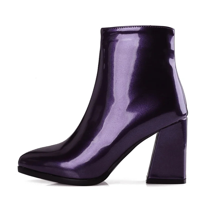 Metallic Silver Pointed Ankle Boots