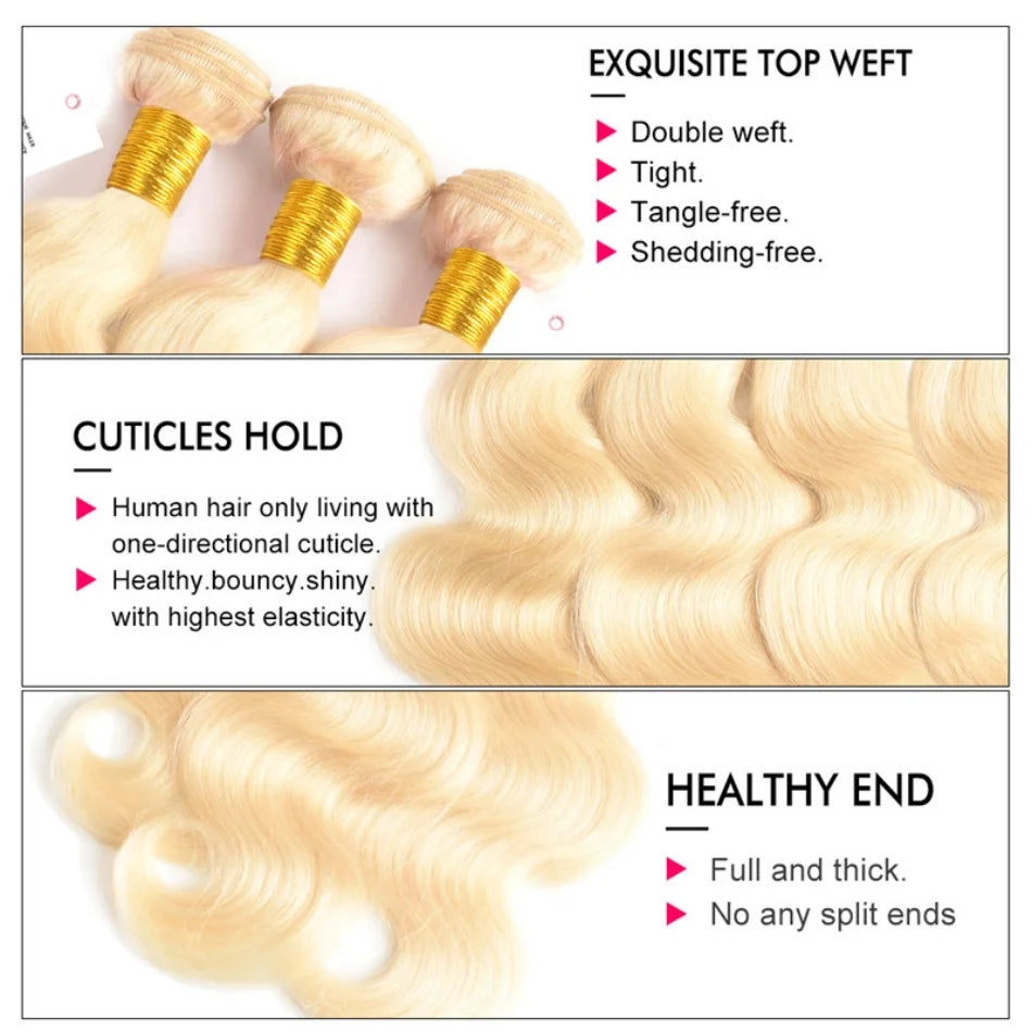 Honey Blonde Body Wave Human Hair Bundles for Women
