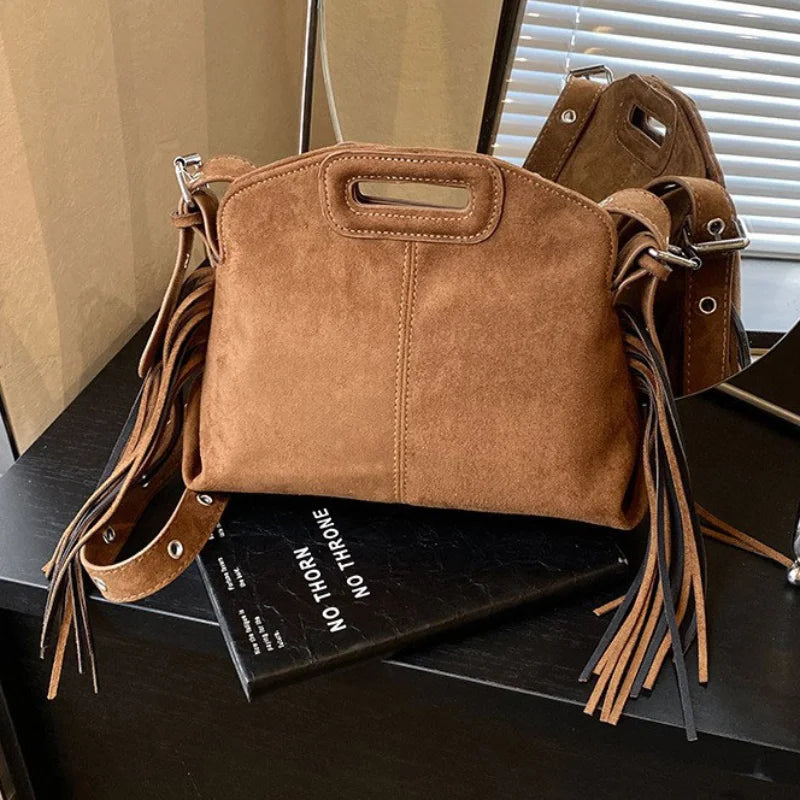 Luxury Tassel Lady Clutch With Adjust Shoulder Strap Large Capacity Shoulder Crossbody Bag Korean Fashion Versatile Dumpling Bag
