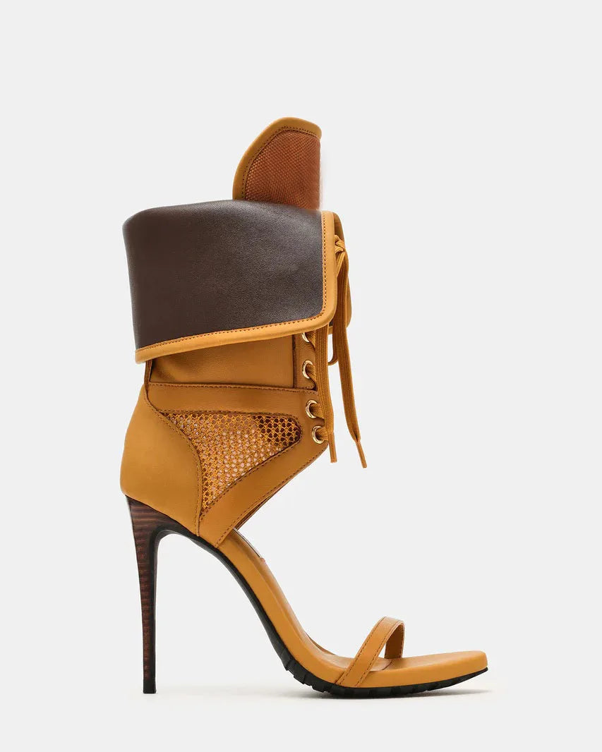 Open Toe Mesh Stiletto Ankle Boots