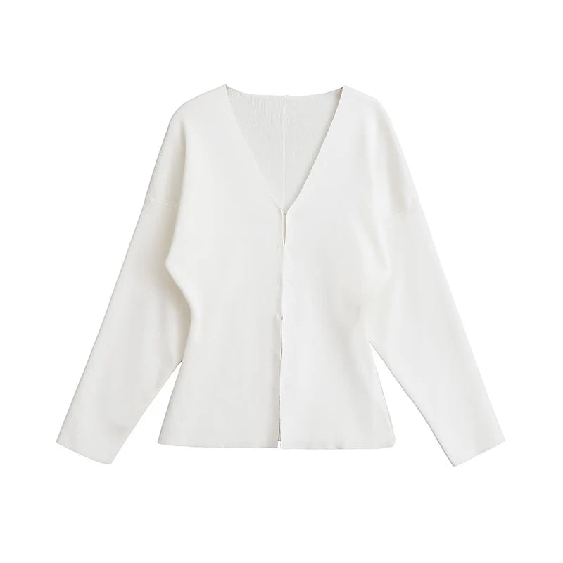 Elegant Knit Two Piece Set With Front Cutout and V Neck For Women