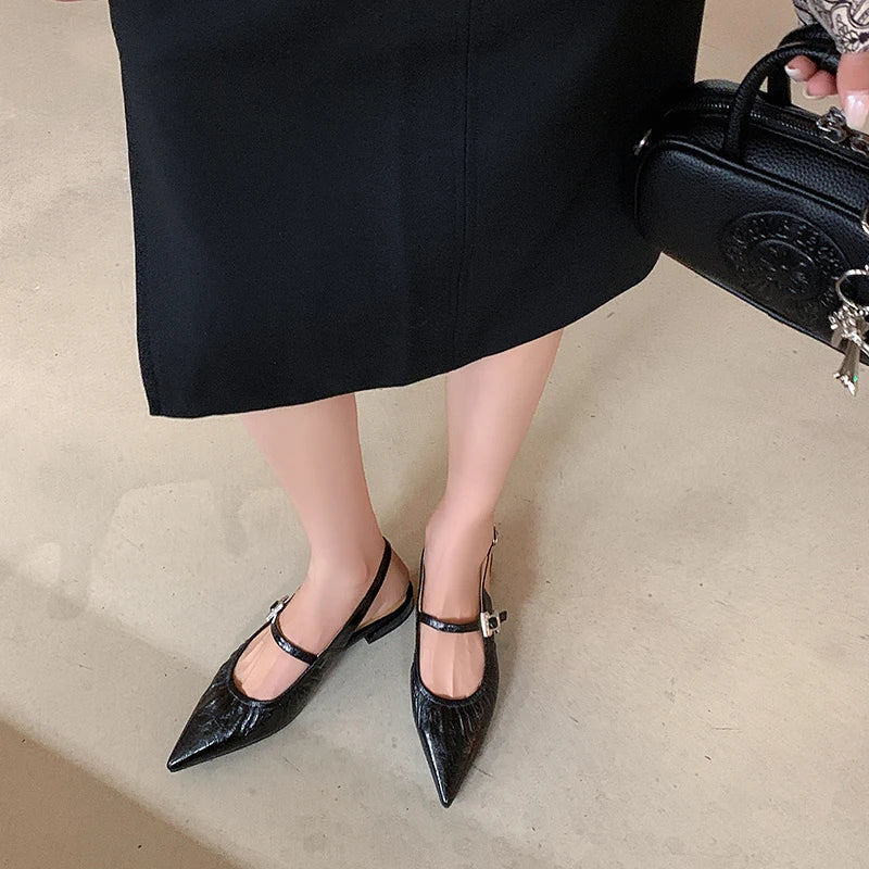 Genuine Leather Pleated Closed Toe Sandals for Women