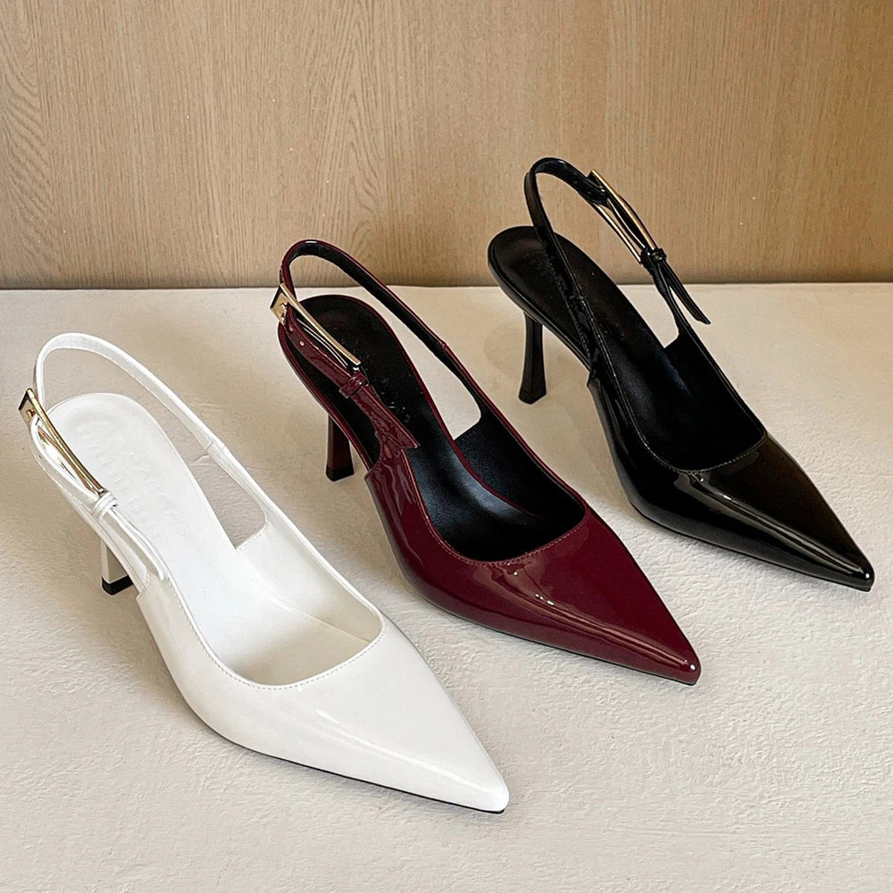 Patent Leather Buckle Strap High Heel Pumps for Women