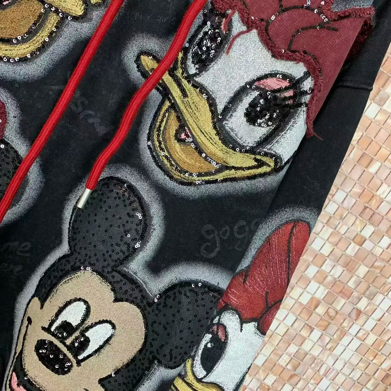 Fashion 2025 Autumn Heavy Industry Embroidery Cartoon Short Loose Hooded Sweatshirt For Women's Kawaii Clothes Lace-up Sudaderas