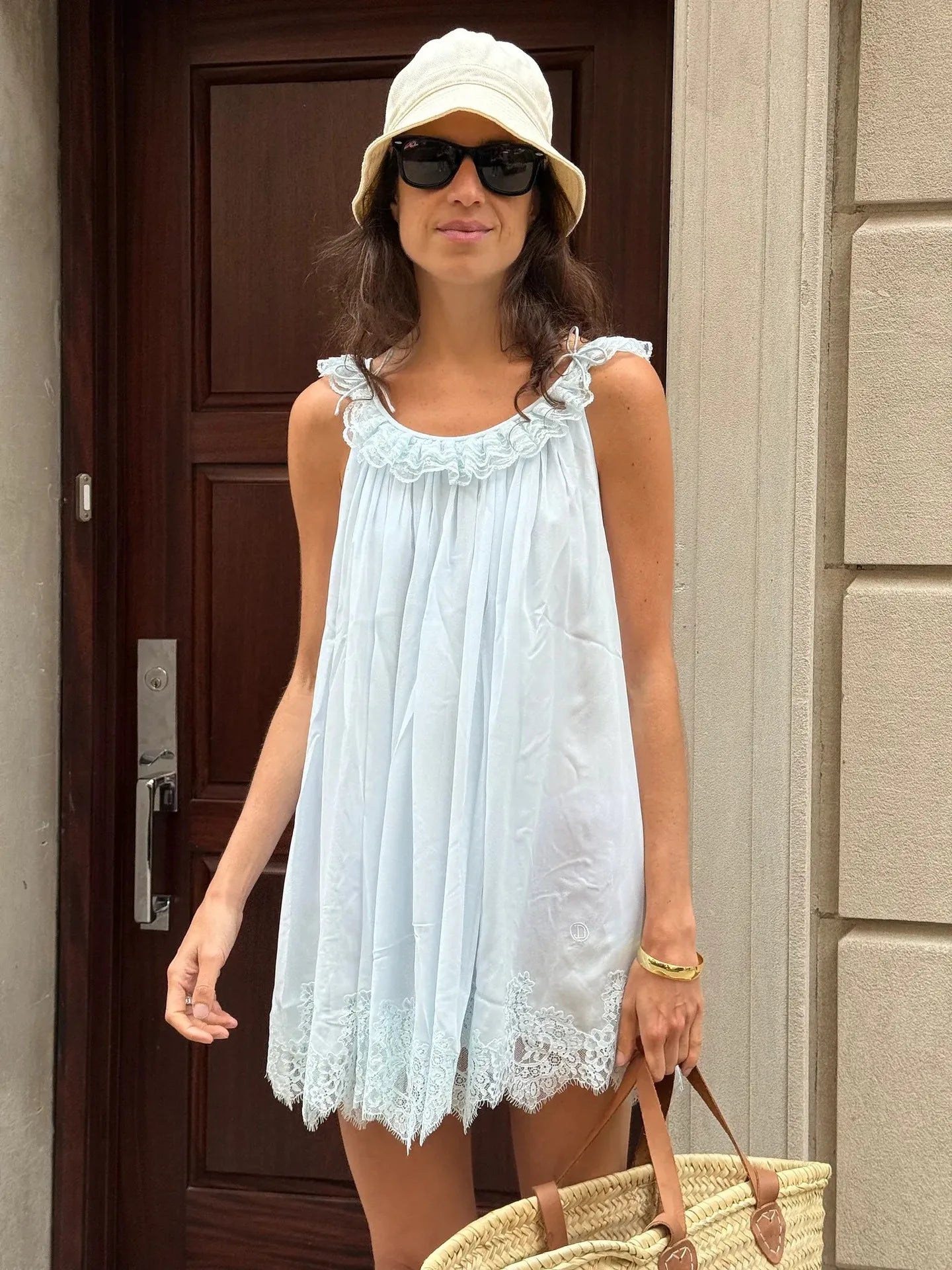 Chiffon Lace Spaghetti Strap Tiered Mini Dress for Women