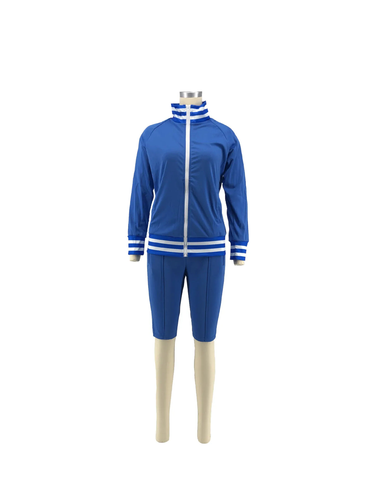 Casual Cold Shoulder Zipper Tracksuit Set for Women