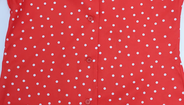 Elegant Polka Dot V Neck Puff Sleeve Mini Dress for Women