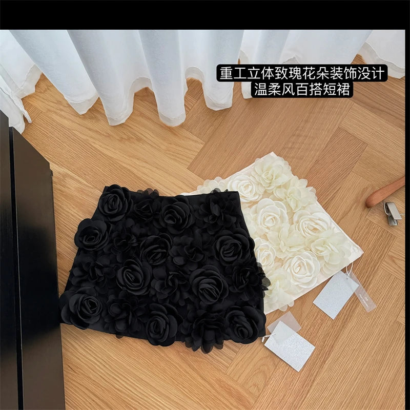 Vintage Textured Floral A-Line Mini Skirt for Women