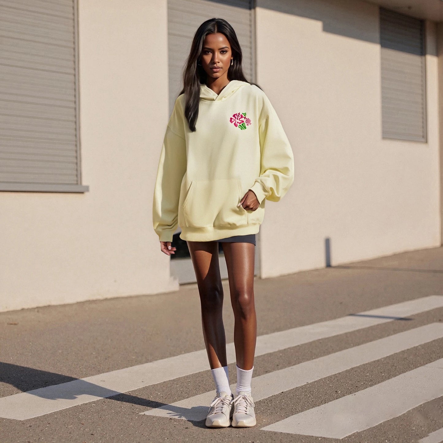 Women's Spring Autumn Hooded Sweatshirt Long Sleeve Pattern Embroidery Hoodie Pullover