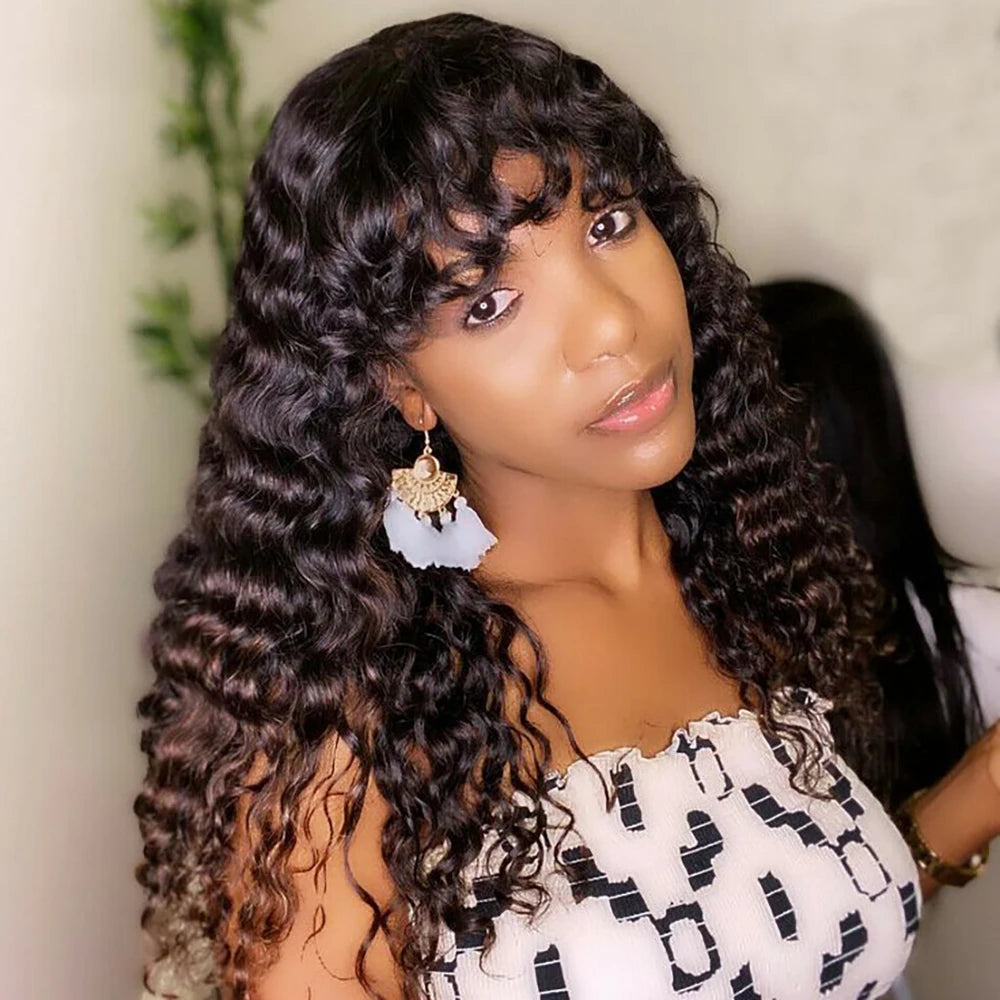 Short Curly Human Hair Wigs Water Wave Pixie Cut Brazilian Hair Bob Style Machine Made Pre Plucked Ready to Wear for Black Women