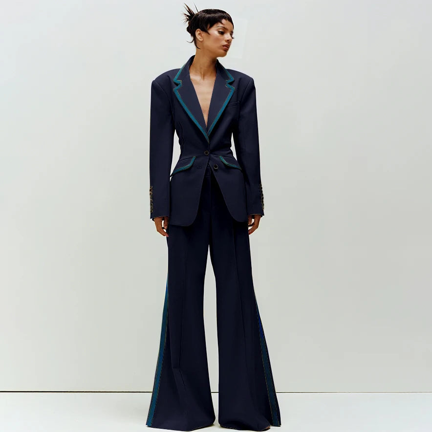 Tailored Notched Collar Two Piece Suit Set For Women