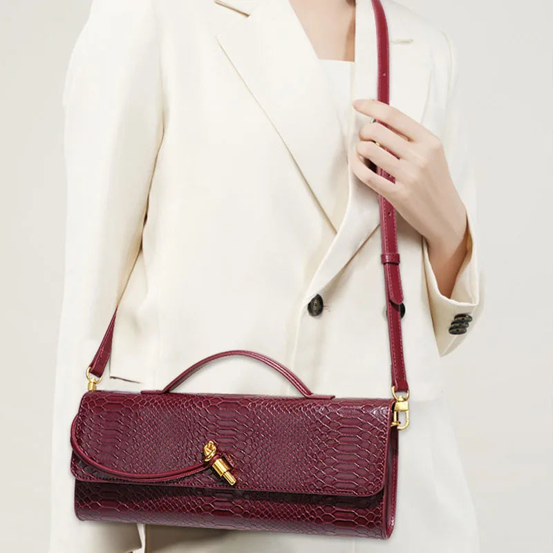 Crocodile Pattern Polyurethane Leather Top Handle Bag for Women