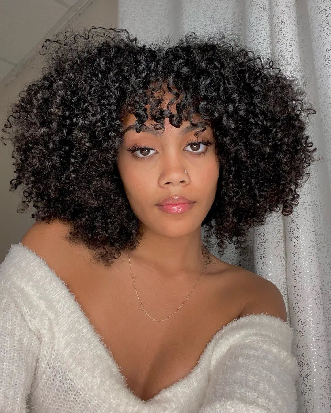 Highlight Blonde Short Curly Bob Wig With Bangs for Women