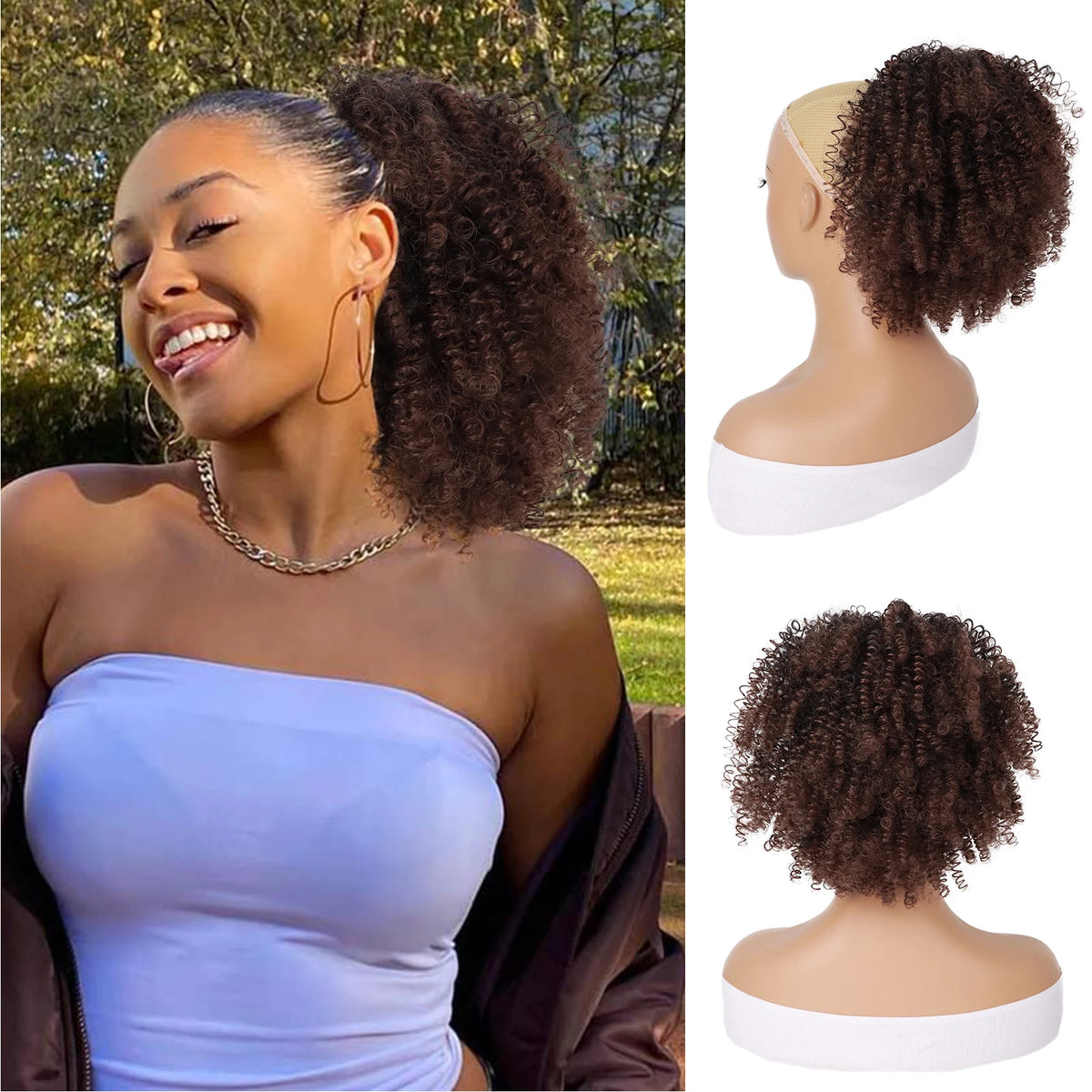 Premium Clip In Curly Afro Puff Hairpiece for Women