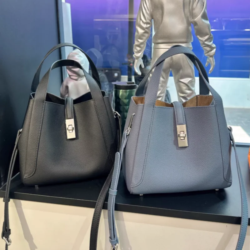 Brand Genuine Leather Basket Bag Women Luxury Fashion Simple Texture Tote Bag New Versatile High-end Shoulder Bag Messenger Bag