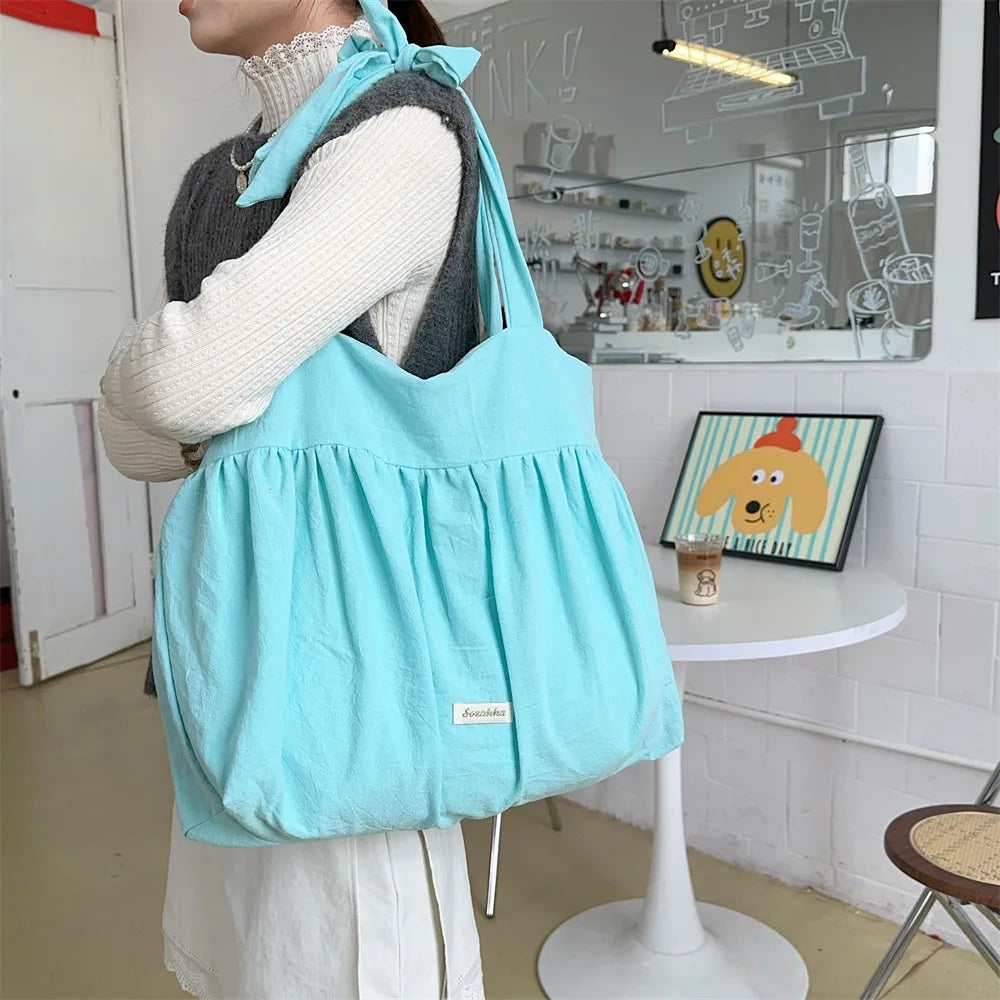 Casual Large Capacity Belted Canvas Tote Bag for Women