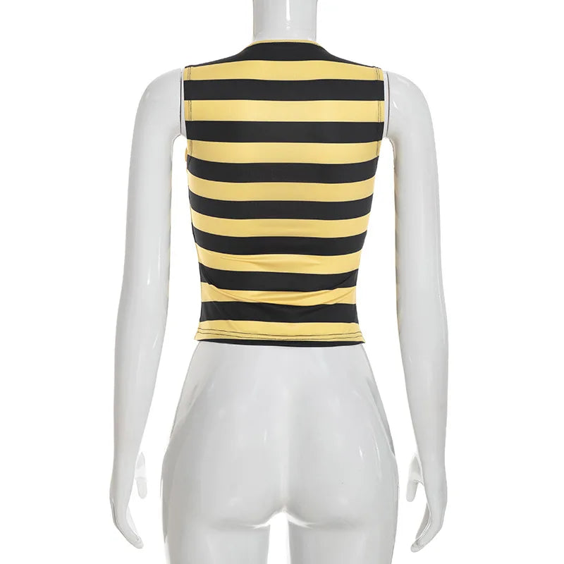 Yellow Stripe Letter Tank and Shorts Set