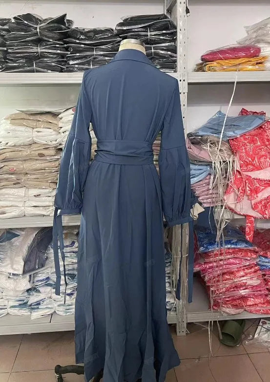 Casual Summer Dress With Turn Down Collar And Pockets for Women