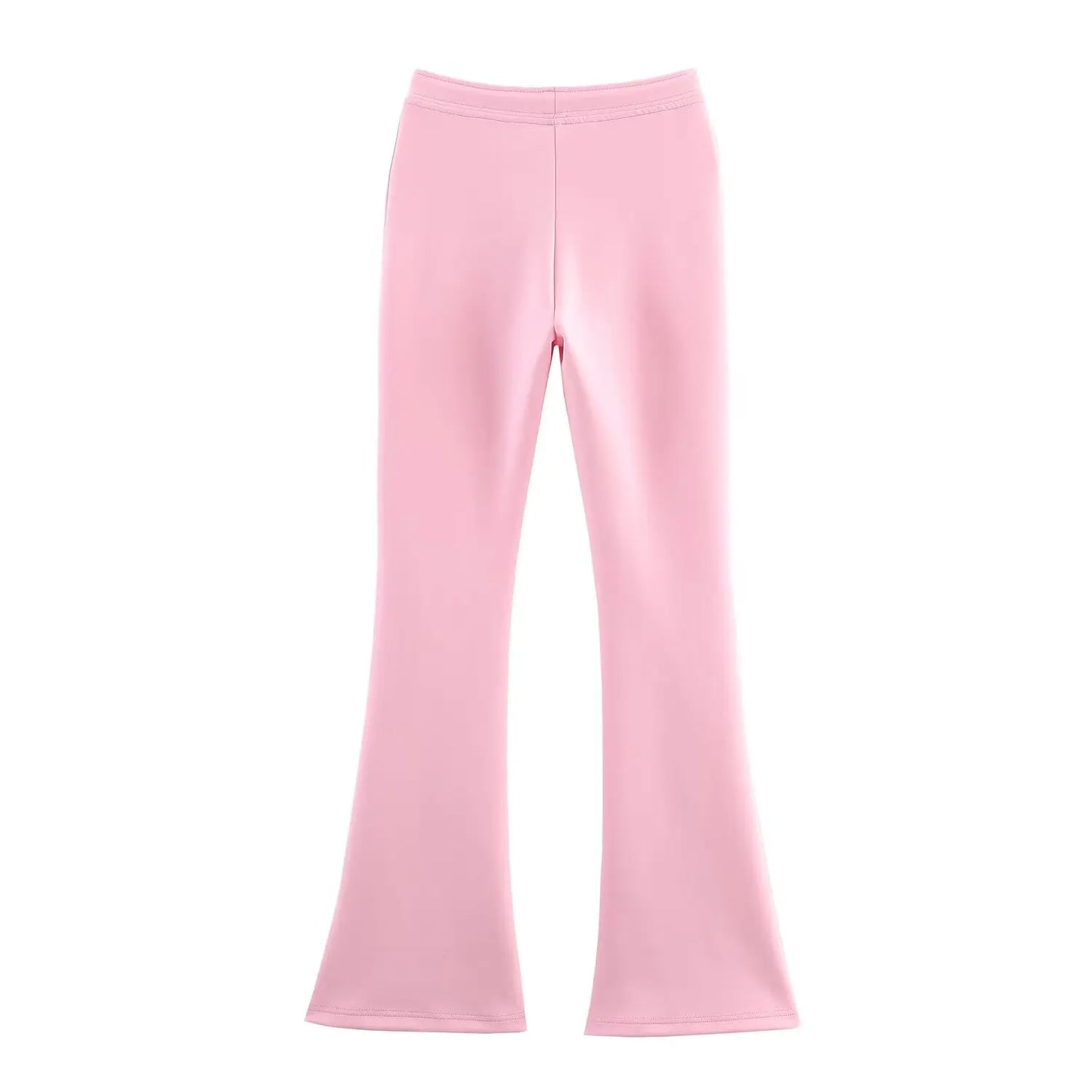 Solid Color Pilot Jacket and Lace-Up Flared Pants Two-Piece Set for Women