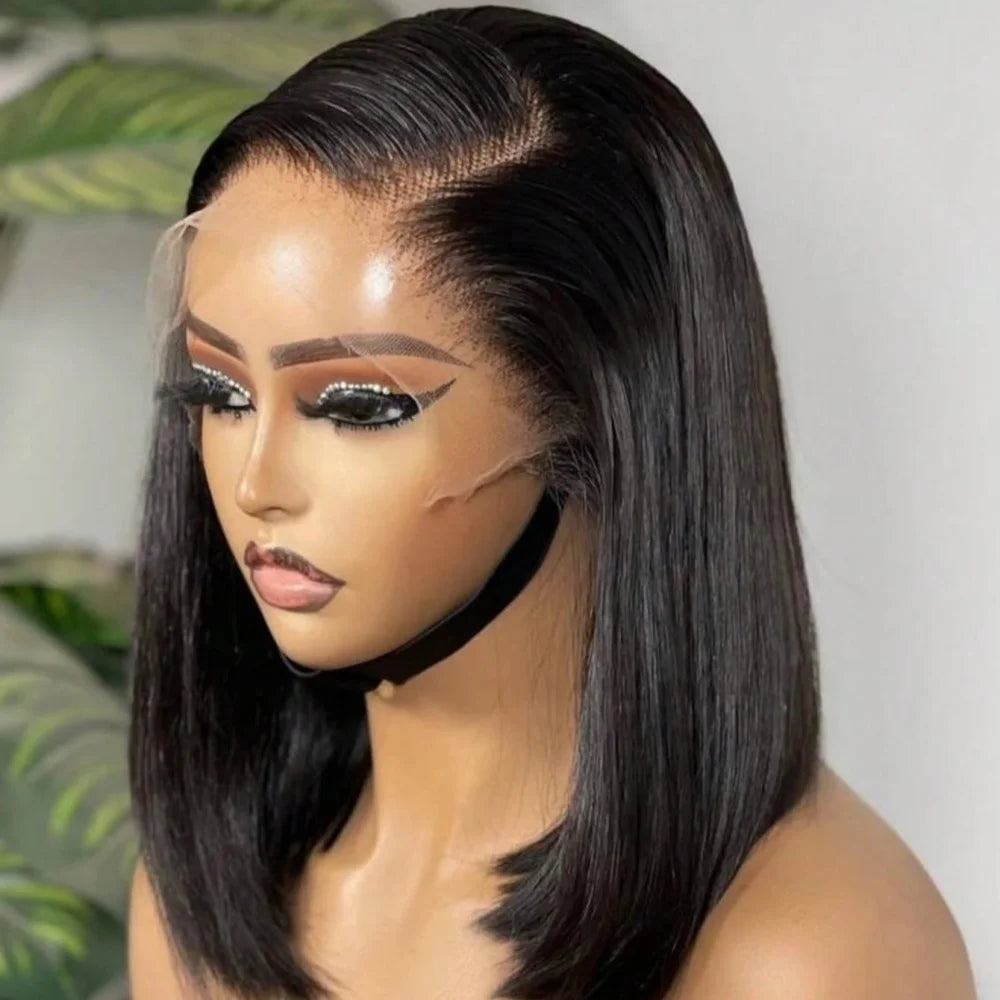 Short Bone Straight Human Hair Lace Front Bob Wig for Women