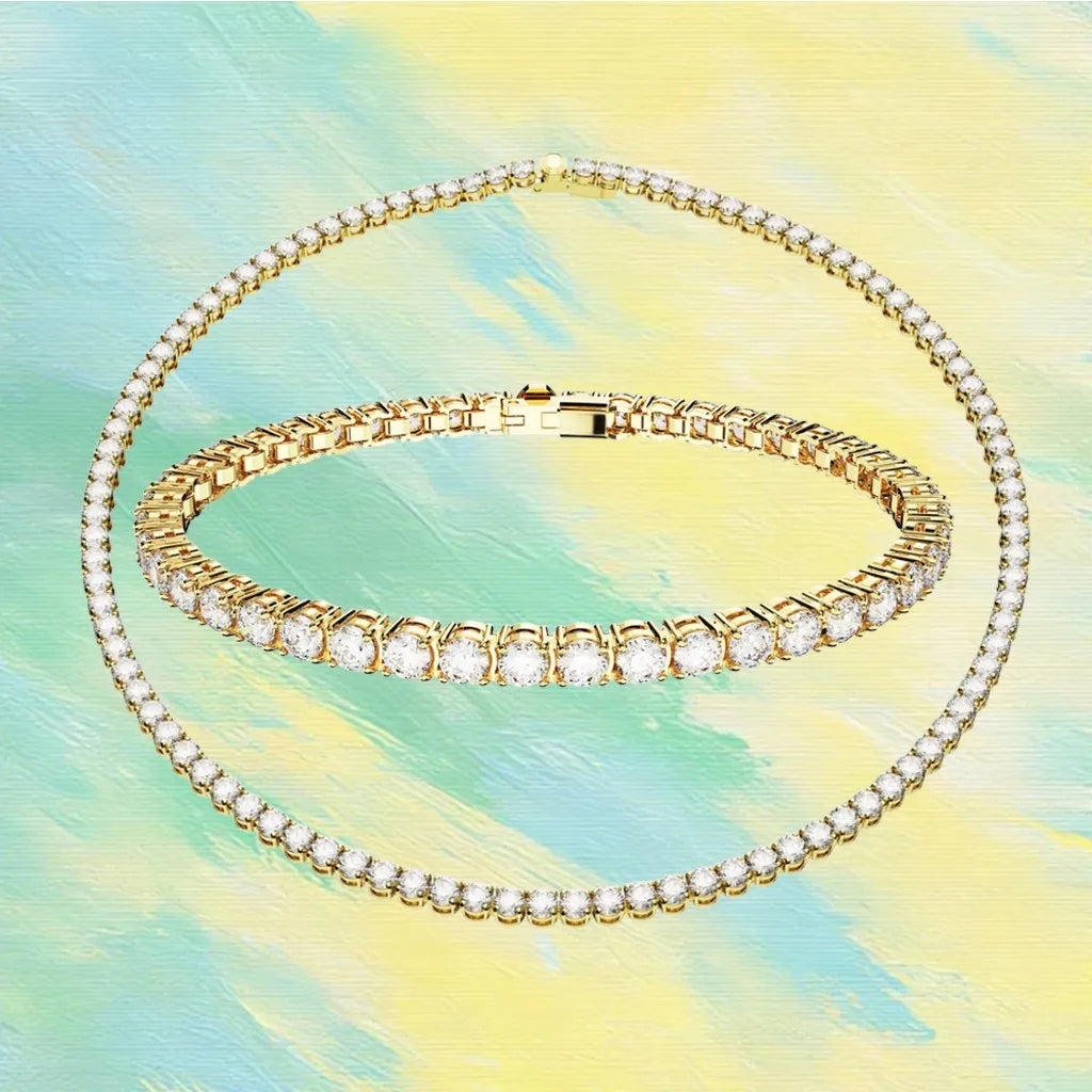 Gold Plated Sparkling Zirconia Jewelry Set for Women