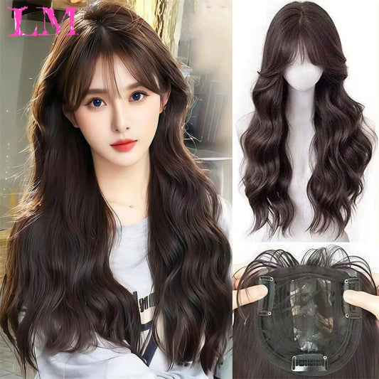 Invisible Seamless Clip In Blunt Bangs Hair Topper For Women