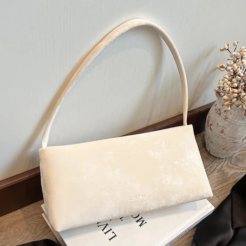 Retro Texture Design Underarm Bag Solid Color Simple Advanced Versatile Ladies Handbag Elegant Fashion Exquisite Shoulder Bag