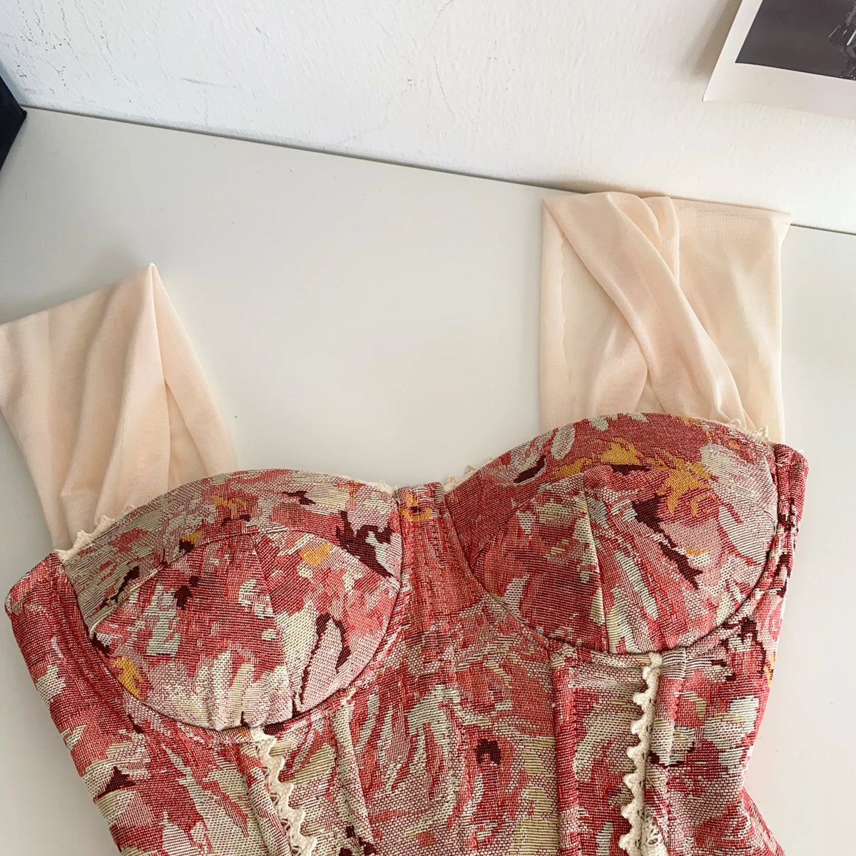 Vintage Floral Lace Spliced Camisole Tank Top for Women