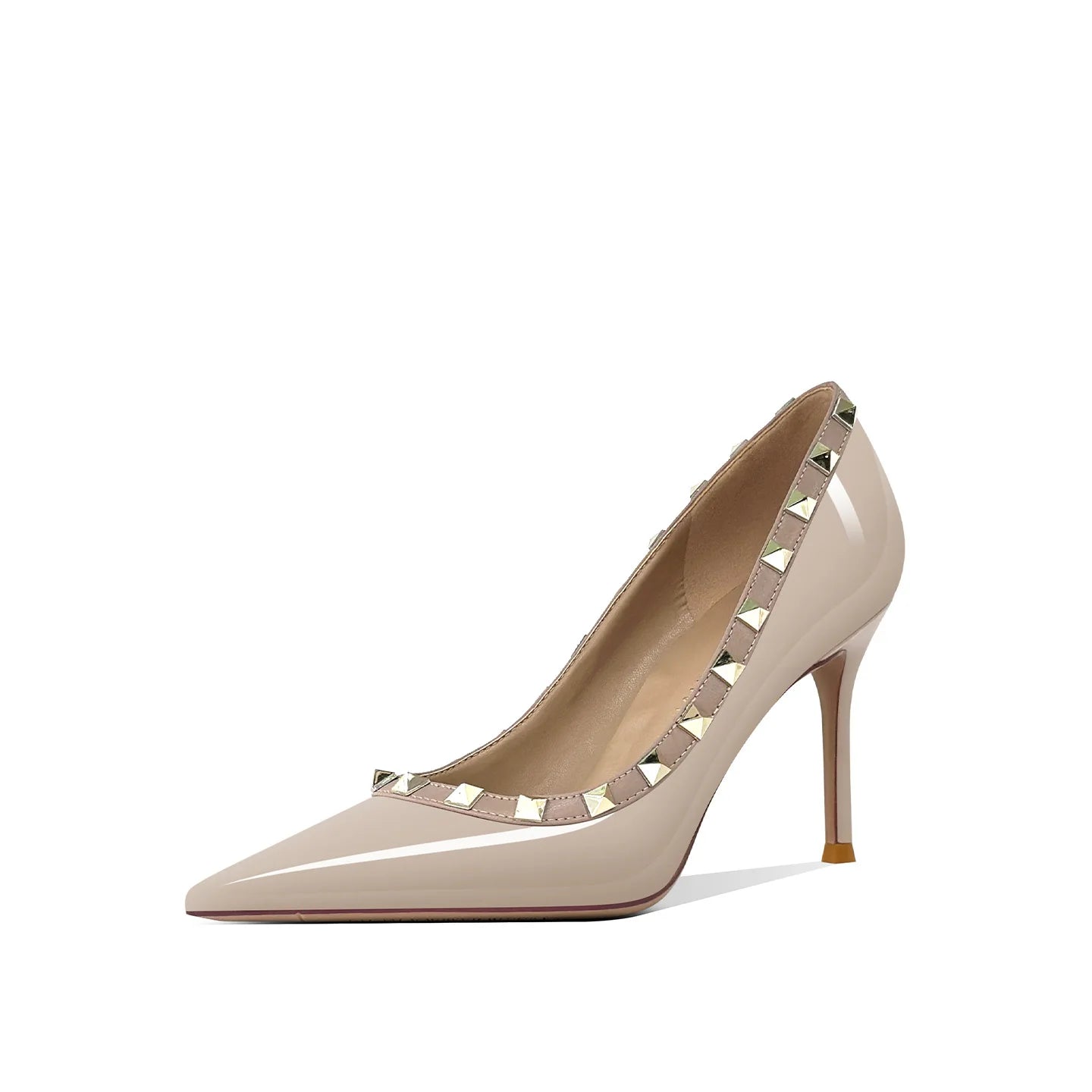 Pointed Toe Slip-On Rivet Detail Low Heel Shoes For Women