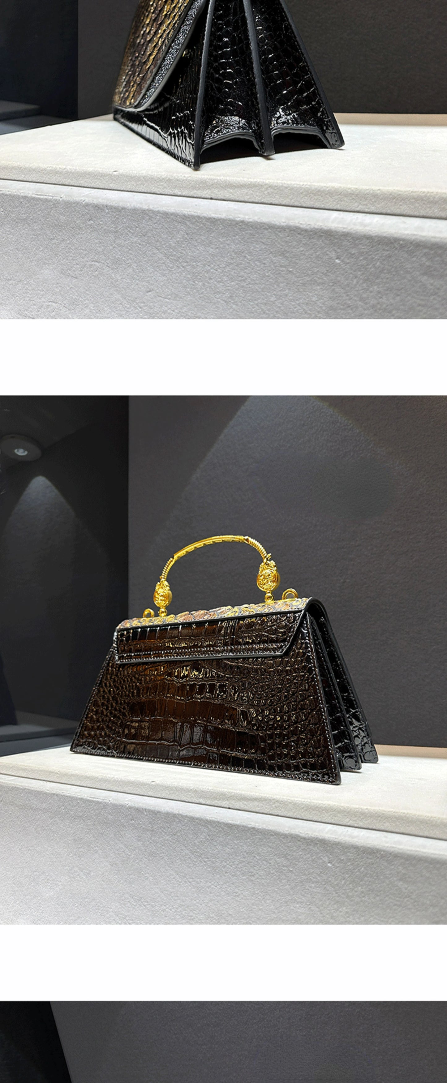 Dragon Scale Crocodile Print Cowhide Handbag for Women