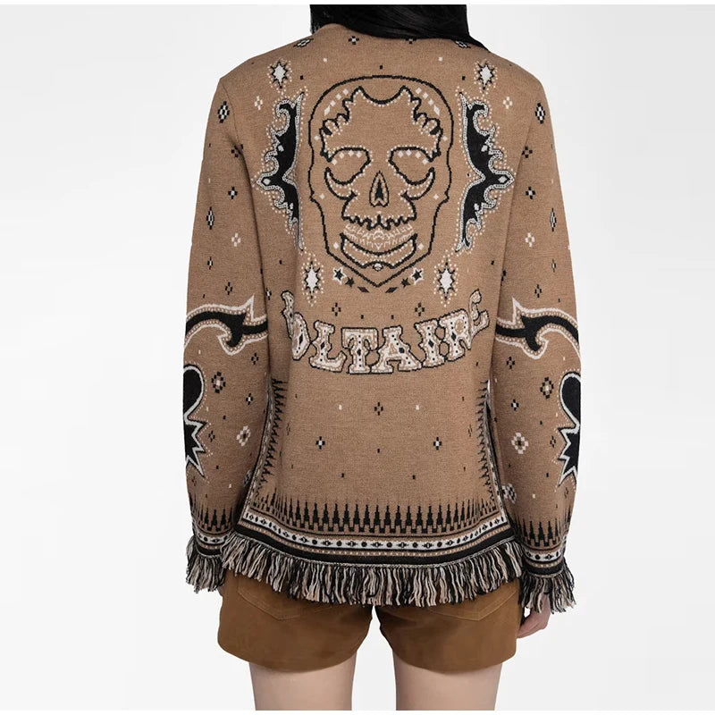 Ethnic Tassel Women 's Sweater Knitted V-neck Bandage Thicken Full Sleeve Jumper For Woman Winter Woman Coats Jacket Knitwear